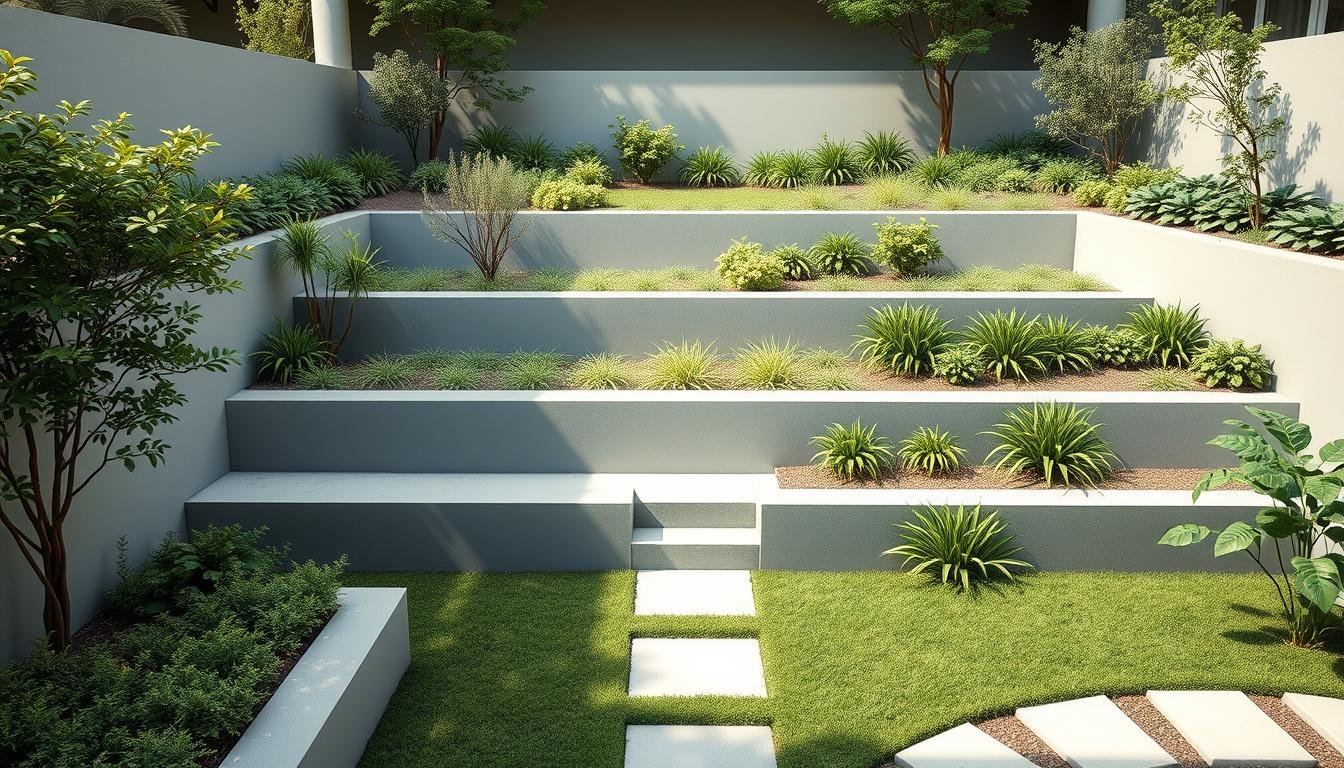 Designing  Minimalist Garden Tiered Layout