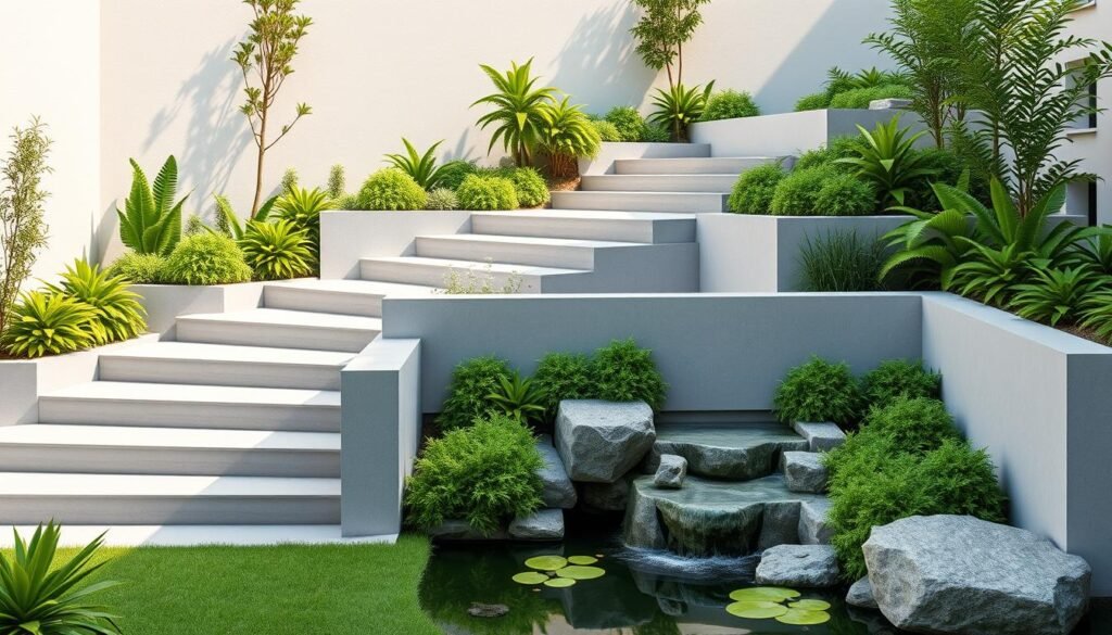 minimalist tiered garden design